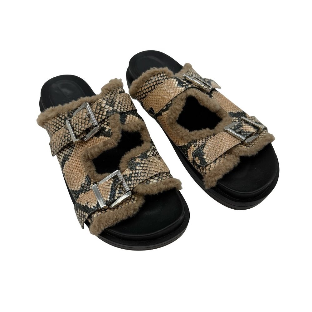 Aerosoles Olivia Snakeskin Platform Sandals Fur Lined Size 11